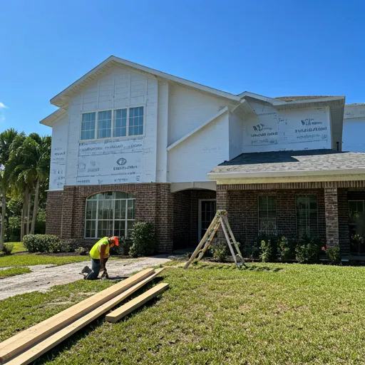 Construction team working on a Florida home exterior