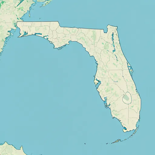 Map of Florida emphasizing coastal regions