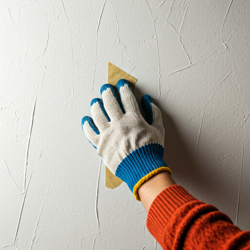 Gloved hand using tape lift method on surface wall texture