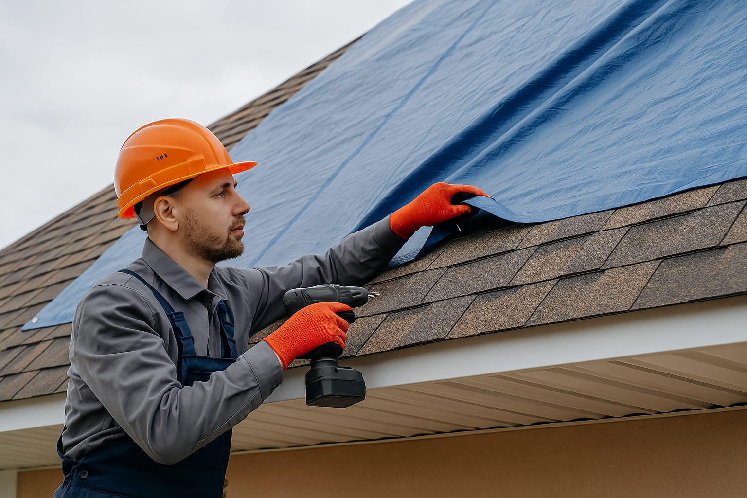 Storm mitigation with tarping and boarding services